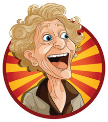 Vector illustration of a happy elderly woman smiling.