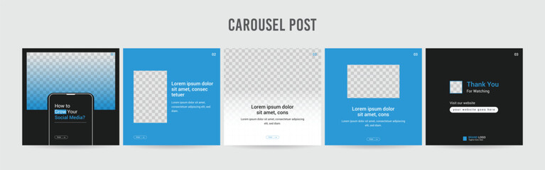 Stunning Carousel Post Template, Editable Social Media Layout Design, business Instagram & Linkedin Carousel Post, Template eps 10.