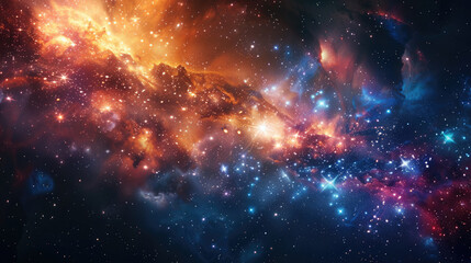 A vibrant galaxy background with colorful nebulae and twinkling stars, showcasing the beauty of outer space