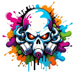 Graffiti abstract skull gas logo, modern art, for t-shirt