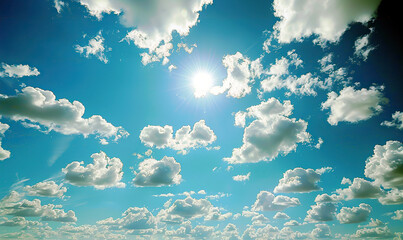 Fototapeta na wymiar Bright Sun Shining Through Cloudy Sky. Generate AI