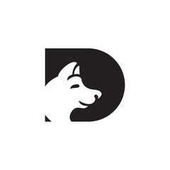 D DOG logo design animal simple icon.