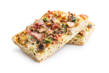 Tasty italian square pizza isolated on white background. - 794764445