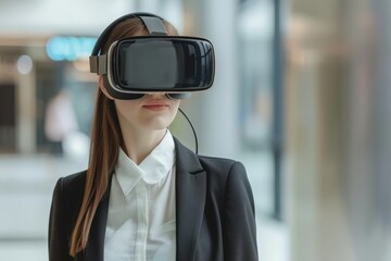 Natural Beauty Entrepreneur in VR Glasses: A Modern Office Experience