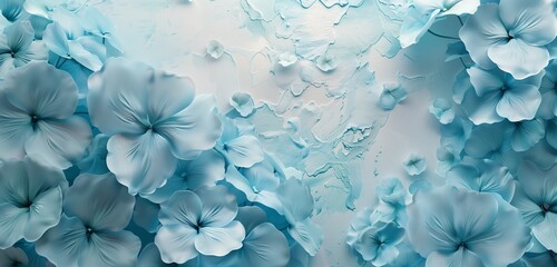 Abstract background, Creative image of pastel blue Hydrangea flowers on artistic ink background