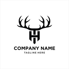 TH Letter Deer Antlers Logo Design Vector Icon Graphic Illustration, design inspiration. © Berkah