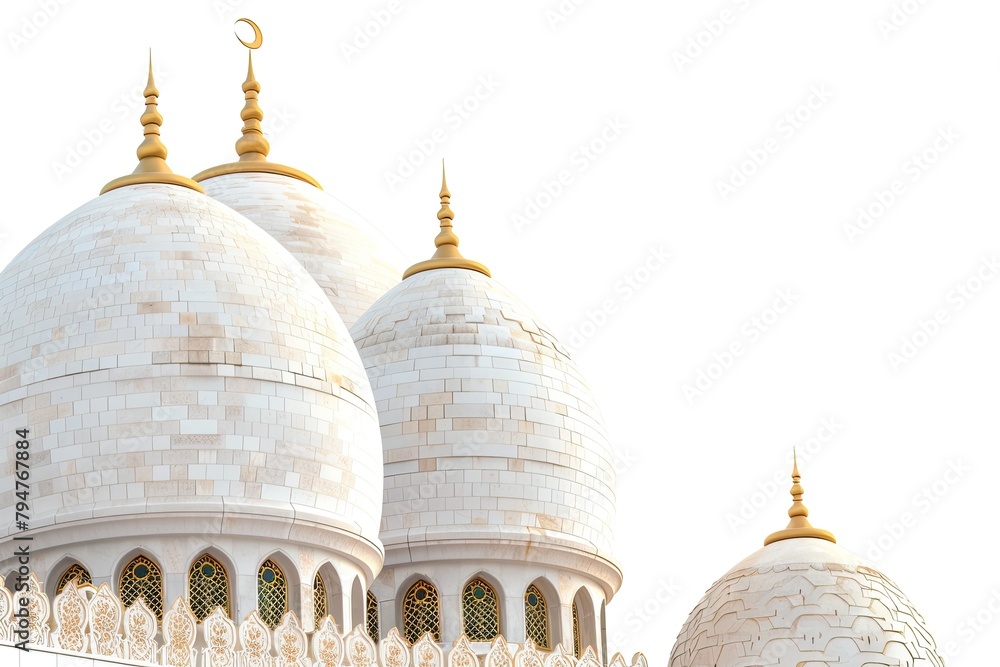 Wall mural Roof of the Sheikh Zayed Mosque in Abu Dhabi. Isolated on white