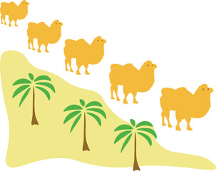 Camel caravan. Cartoon drawing. vector design eps 10