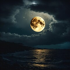 Fototapeta na wymiar moon view over the sea