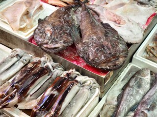 생선, 해산물, 오징어, 아귀물고기, 요리재료, 한식시장
