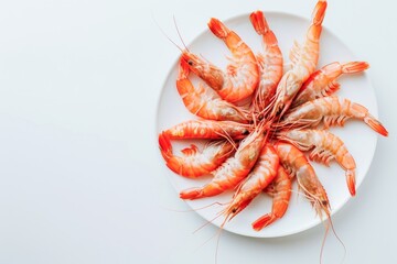 Fresh Red Shrimp Served on a White Plate