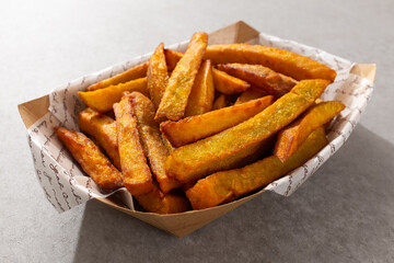 Sweet potato fries, sliced ​​and fried sweet potatoes