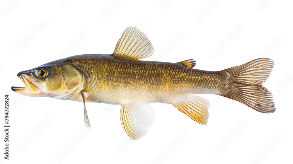 Wall mural Nature zander fish in the lake isolated on a white background, aquatic animal