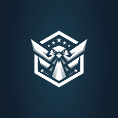 Hexagon Eagle Logo, Abstract Hexagon Eagle Logo