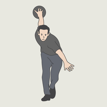 character illustration design. illustration of a person preparing to throw a bowling ball. bowler character design