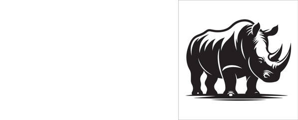 Rhinoceros silhouette icon. Horned animal symbol. Vector illustration