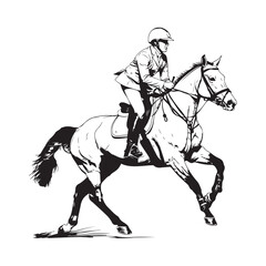 Horse Riding Equestrian Sport  Vector Image on White Background