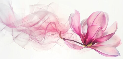 Abstract background, Pink Magnolia flower, on a white background transparent petals delicate watercolour