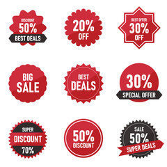 sale badges red discount promo badges sheet