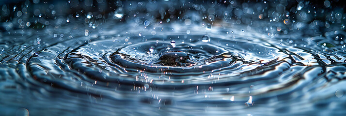 A drop of water is falling into a body of water
