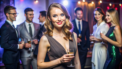 Nightlife Gathering: People enjoying drinks and socializing in a lively bar setting, filled with laughter and smiles