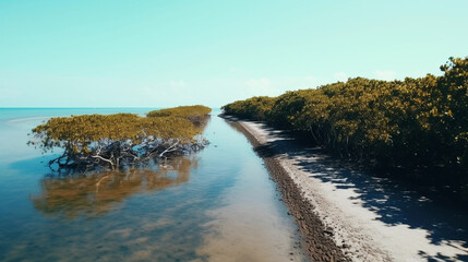 mangrove trees along the coast