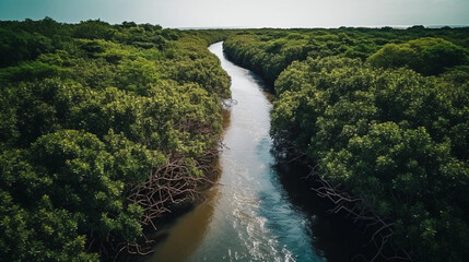 mangrove trees along the coast