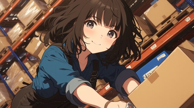 倉庫でピッキングをする女性30