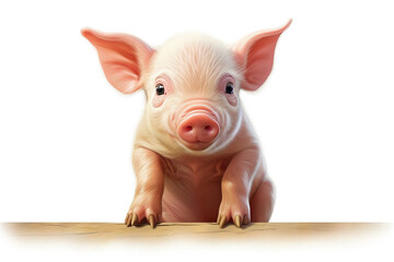 Image of an adorable piglet on white background, Mammals, Farm animals. Illustration, Generative AI.