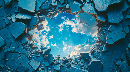 Frozen landscape of shattered ice. portraying the powerful and destructive beauty of nature in winter