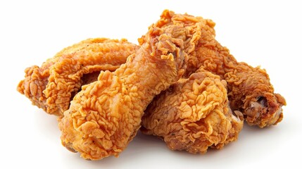Appetizing Southern fried chicken, crispy outer layer with a golden hue, expertly fried and seasoned, on a clean isolated background