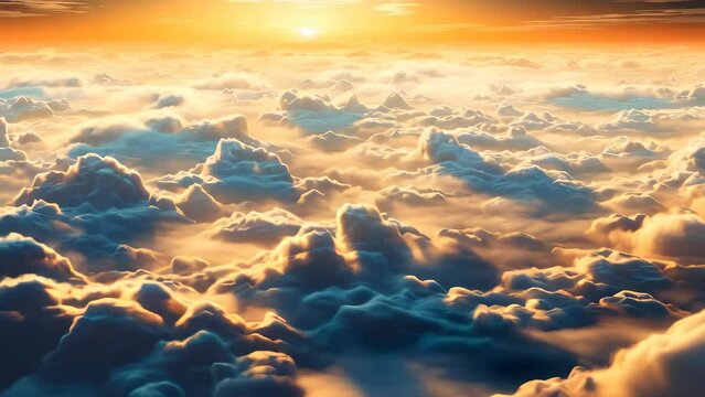Beautiful cloudscape. Above the clouds fantasy animation