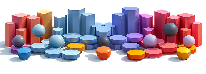 3rd render, geometric set in different colors