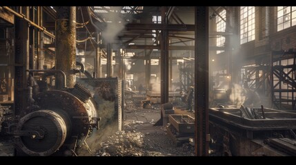 Steam engine industrial factory in 1802, industry 1.0.