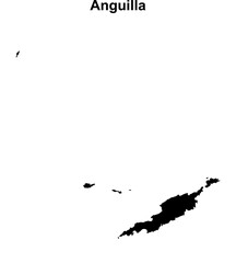 Anguilla blank outline map - obrazy, fototapety, plakaty