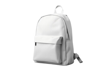 Front view of white textile backpack isolated on white