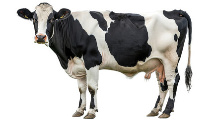 Happy and smiling healthy Cow Cattle standing with silky hair facing forward isolated on white background created with Generative AI Technology