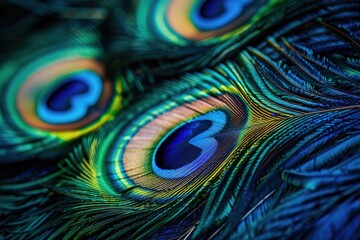 Fototapeta premium Vibrant peacock feathers with intricate patterns.