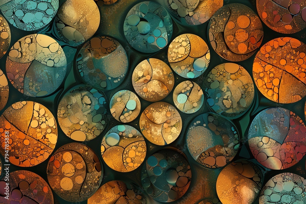 Poster Colorful abstract pattern with overlapping circles.