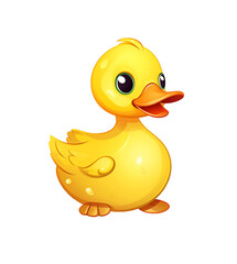 Glossy yellow rubber duck vector with a cheerful expression. isolated on a transparent background. Generative AI
