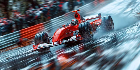  red formula one racing car driving on race track © alexkoral