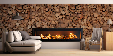 A photo of a relaxation room with a fireplace luxury ambiance background
