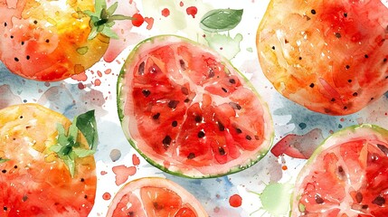 A Pattern of Colorful Watercolor for Summer.