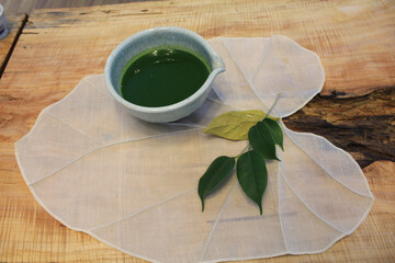 cup of green matcha tea