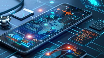 Obraz premium Enhancing Patient Care: Mobile E-Health App Simulation Showcase