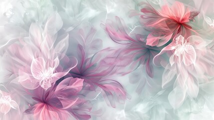 Abstract floral patterns with soft, blending colors for gentle and natural themes. Transparent floral overlay