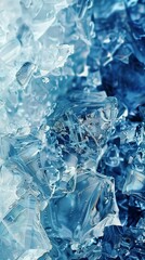 Ice textures with crystalline patterns and cool tones. Close-up of crystalline ice shards