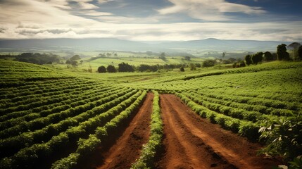 Fototapeta na wymiar vineyard in region or tea leaf field or coffee field