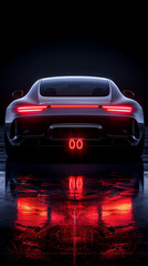 Red car body Object for service factory auto Car tail light red color factory background for customers. Using wallpaper or background for transport or automotive automobile new car generated ai