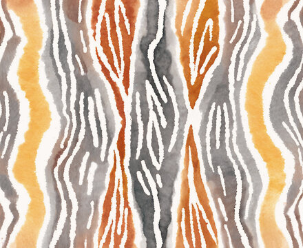 Seamless abstract watercolor tie and dye pattern in vivid dark gray and dark orange